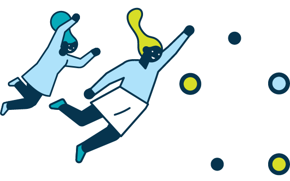 Illustration of 2 people floating.